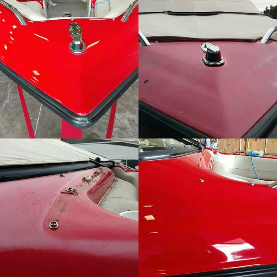 Ceramic Coating Boat Front Exterior Before After Steamology Square